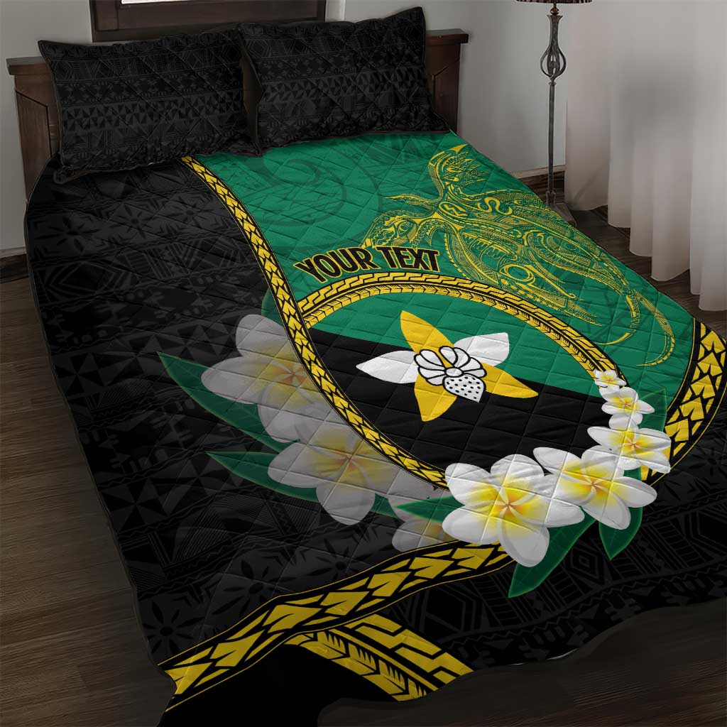 Personalised PNG Enga Provins Quilt Bed Set Papua New Guinea Plumeria Melanesian Pattern - Polynesian Pride