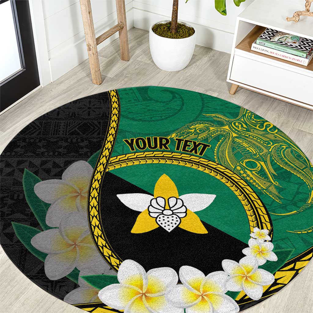 Personalised PNG Enga Provins Round Carpet Papua New Guinea Plumeria Melanesian Pattern - Polynesian Pride
