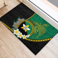 Personalised PNG Enga Provins Rubber Doormat Papua New Guinea Plumeria Melanesian Pattern - Polynesian Pride