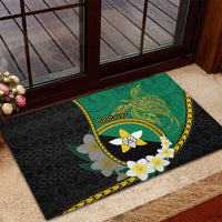 Personalised PNG Enga Provins Rubber Doormat Papua New Guinea Plumeria Melanesian Pattern - Polynesian Pride