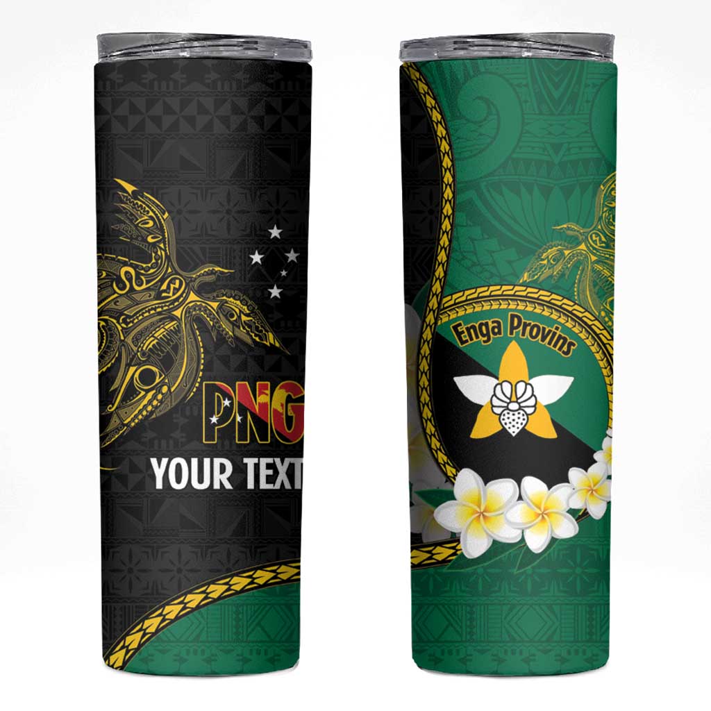 Personalised PNG Enga Provins Skinny Tumbler Papua New Guinea Plumeria Melanesian Pattern - Polynesian Pride