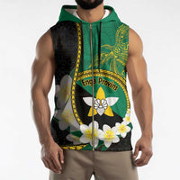 Personalised PNG Enga Provins Sleeveless Zip Hoodie Papua New Guinea Plumeria Melanesian Pattern - Polynesian Pride