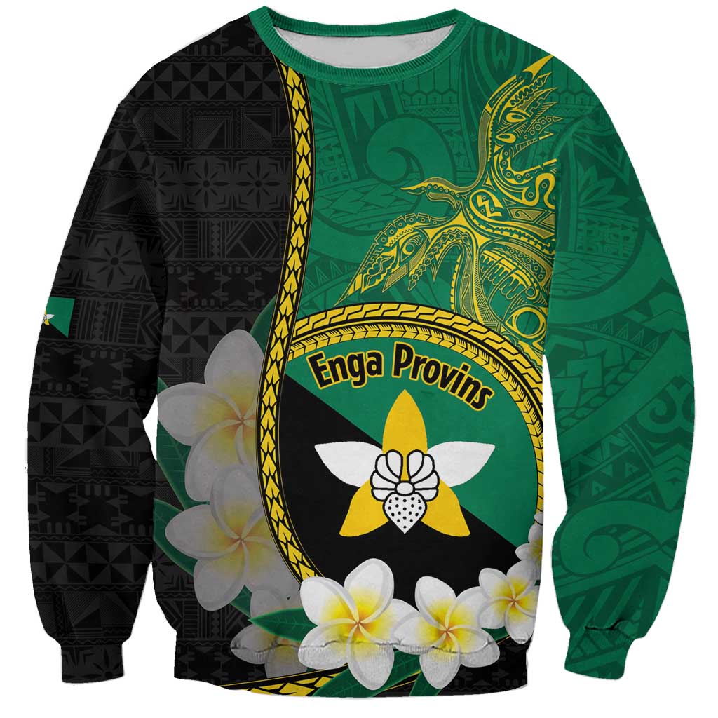 Personalised PNG Enga Provins Sweatshirt Papua New Guinea Plumeria Melanesian Pattern - Polynesian Pride