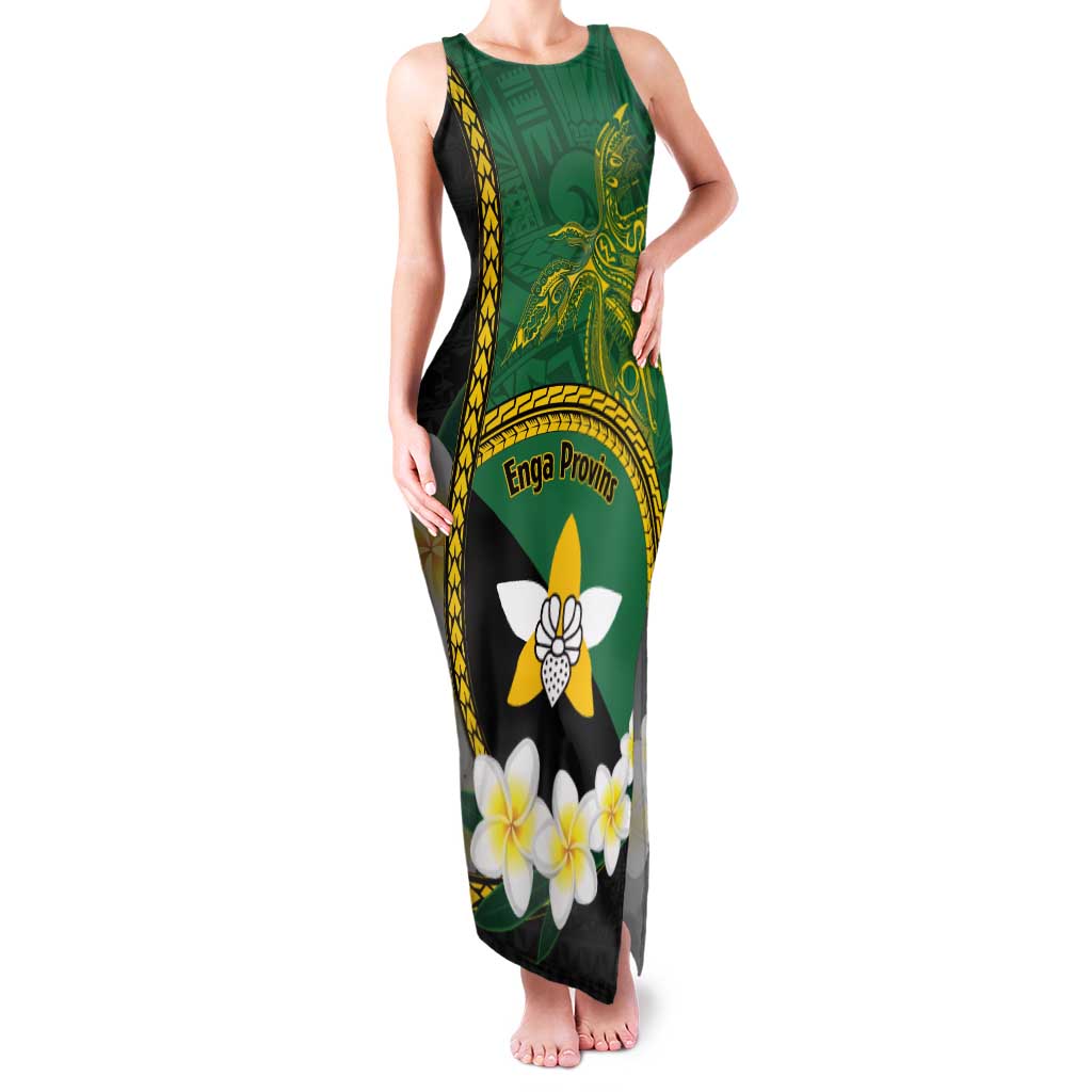 Personalised PNG Enga Provins Tank Maxi Dress Papua New Guinea Plumeria Melanesian Pattern - Polynesian Pride
