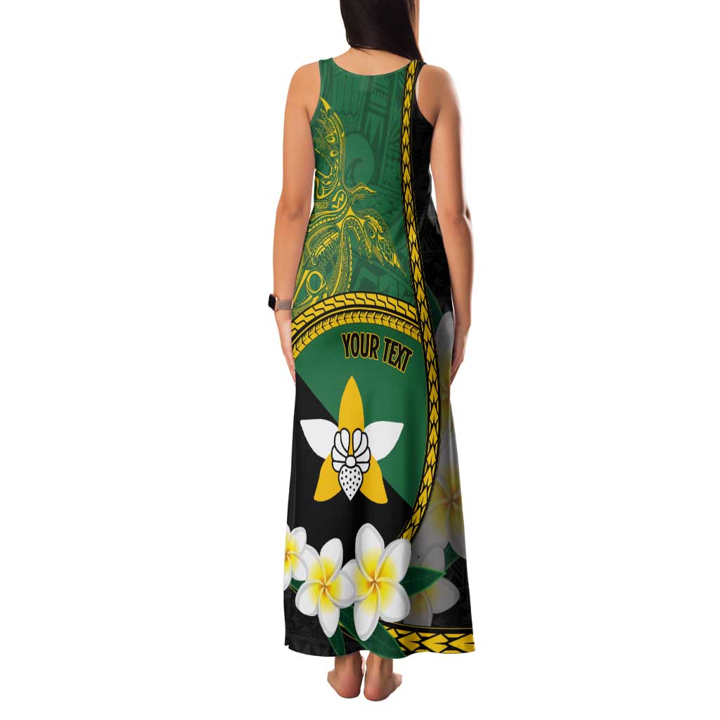 Personalised PNG Enga Provins Tank Maxi Dress Papua New Guinea Plumeria Melanesian Pattern - Polynesian Pride