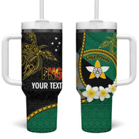 Personalised PNG Enga Provins Tumbler With Handle Papua New Guinea Plumeria Melanesian Pattern - Polynesian Pride
