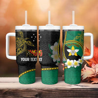 Personalised PNG Enga Provins Tumbler With Handle Papua New Guinea Plumeria Melanesian Pattern - Polynesian Pride