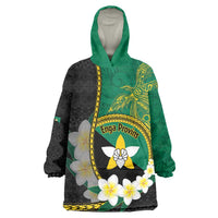 Personalised PNG Enga Provins Wearable Blanket Hoodie Papua New Guinea Plumeria Melanesian Pattern - Polynesian Pride