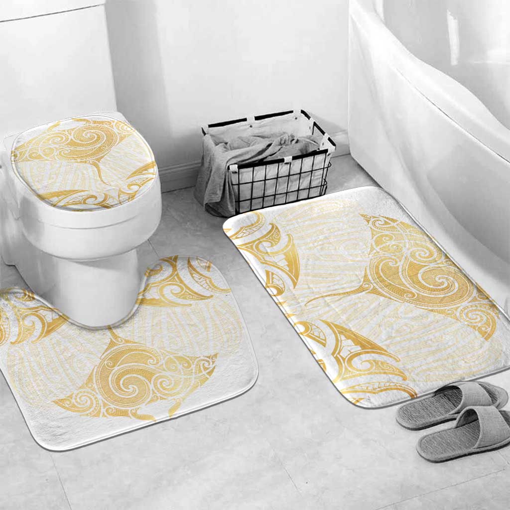 Gold White New Zealand Manta Ray Bathroom Set Aotearoa Maori Haehae - Polynesian Pride