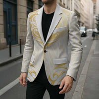 Gold White New Zealand Manta Ray Blazer Aotearoa Maori Haehae - Polynesian Pride