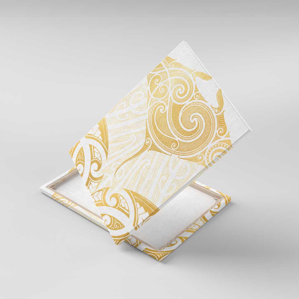 Gold White New Zealand Manta Ray Canvas Wall Art Aotearoa Maori Haehae - Polynesian Pride