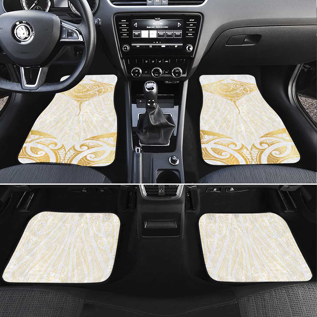 Gold White New Zealand Manta Ray Car Mats Aotearoa Maori Haehae - Polynesian Pride