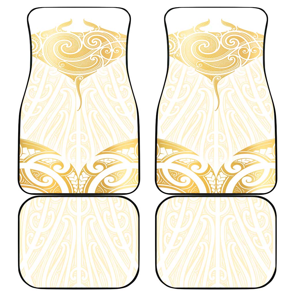 Gold White New Zealand Manta Ray Car Mats Aotearoa Maori Haehae - Polynesian Pride