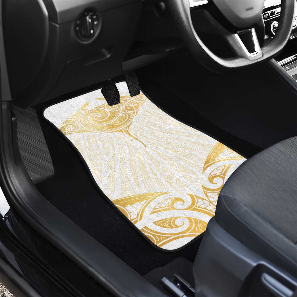 Gold White New Zealand Manta Ray Car Mats Aotearoa Maori Haehae - Polynesian Pride
