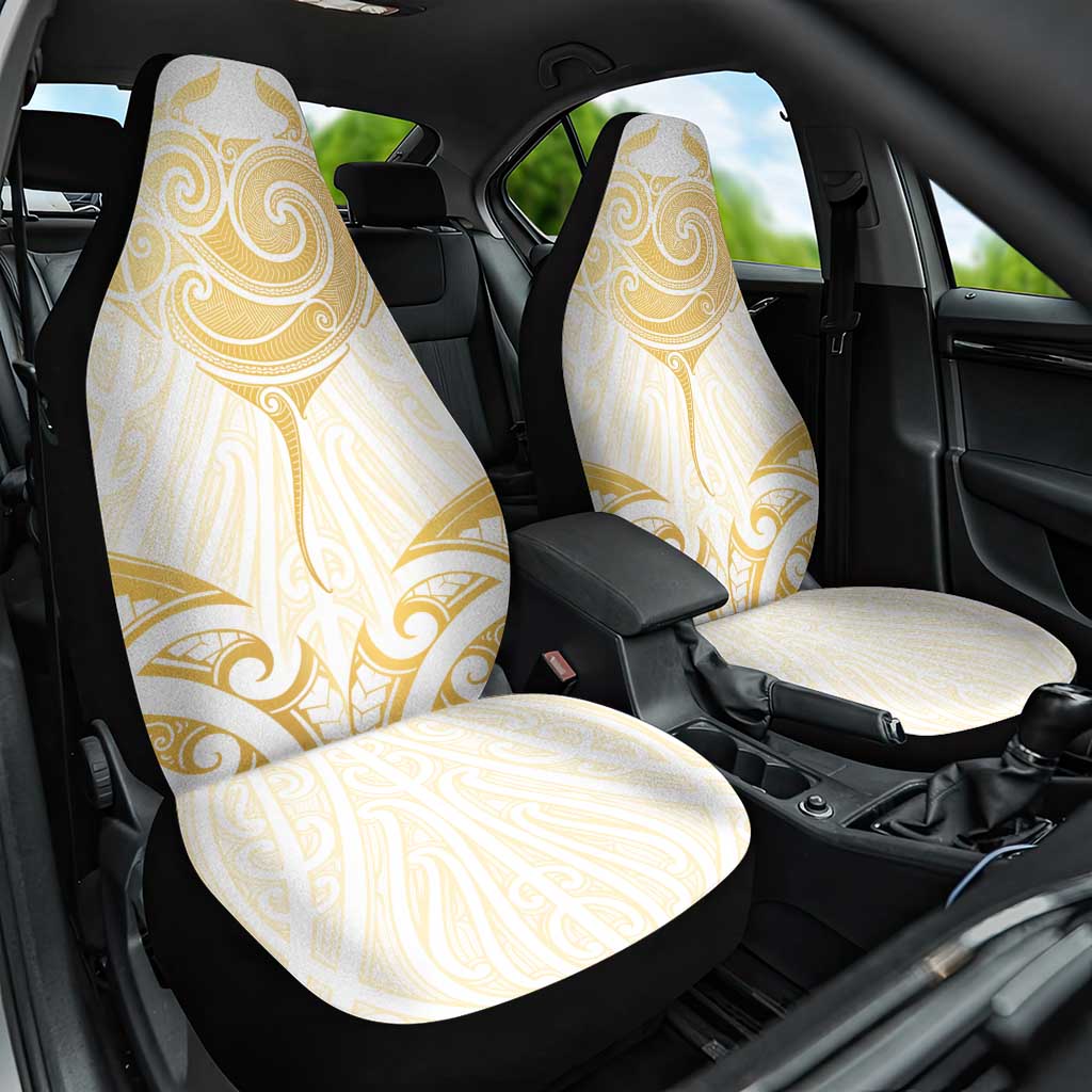 Gold White New Zealand Manta Ray Car Seat Cover Aotearoa Maori Haehae - Polynesian Pride