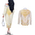Gold White New Zealand Manta Ray Couples Matching Off The Shoulder Long Sleeve Dress and Long Sleeve Button Shirt Aotearoa Maori Haehae - Polynesian Pride