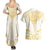 Gold White New Zealand Manta Ray Couples Matching Summer Maxi Dress and Hawaiian Shirt Aotearoa Maori Haehae - Polynesian Pride