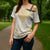 Gold White New Zealand Manta Ray Cross Shoulder Shirt Aotearoa Maori Haehae - Polynesian Pride
