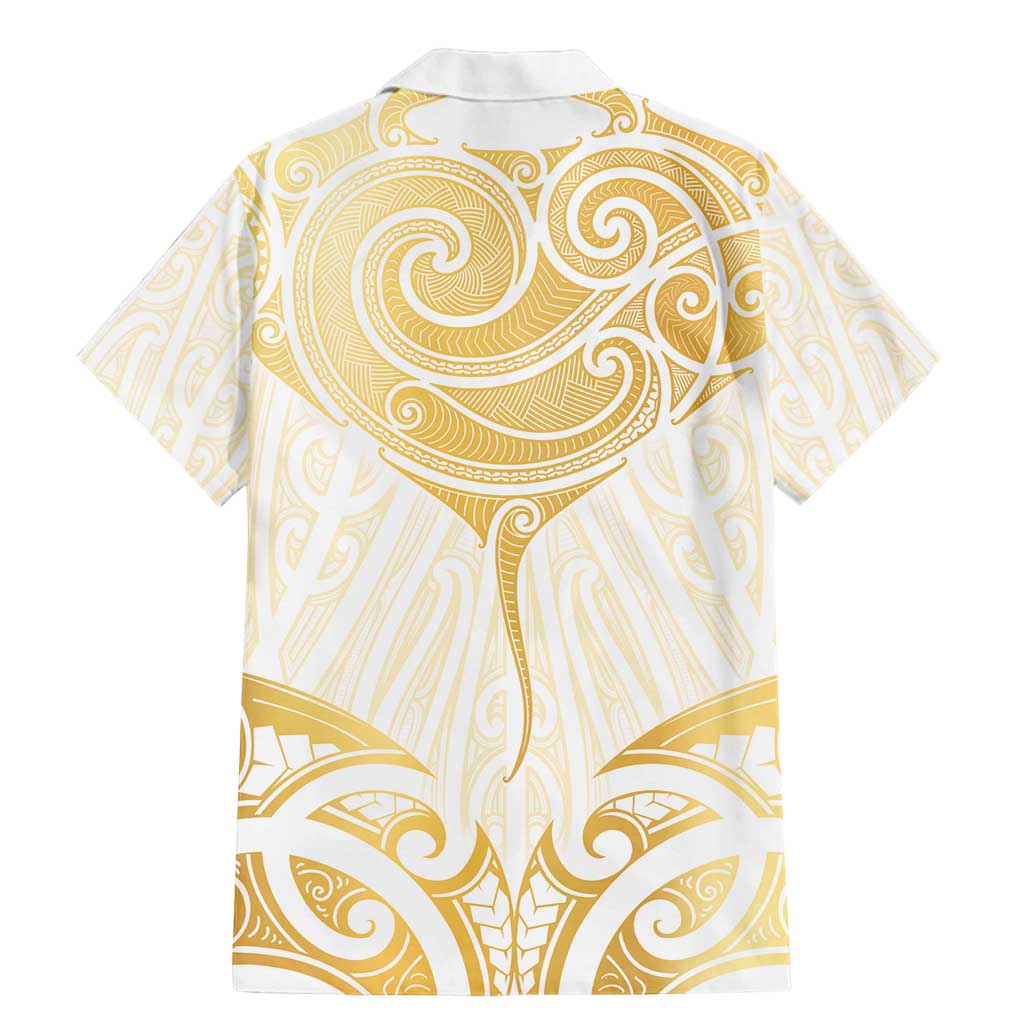 Gold White New Zealand Manta Ray Family Matching Mermaid Dress and Hawaiian Shirt Aotearoa Maori Haehae - Polynesian Pride