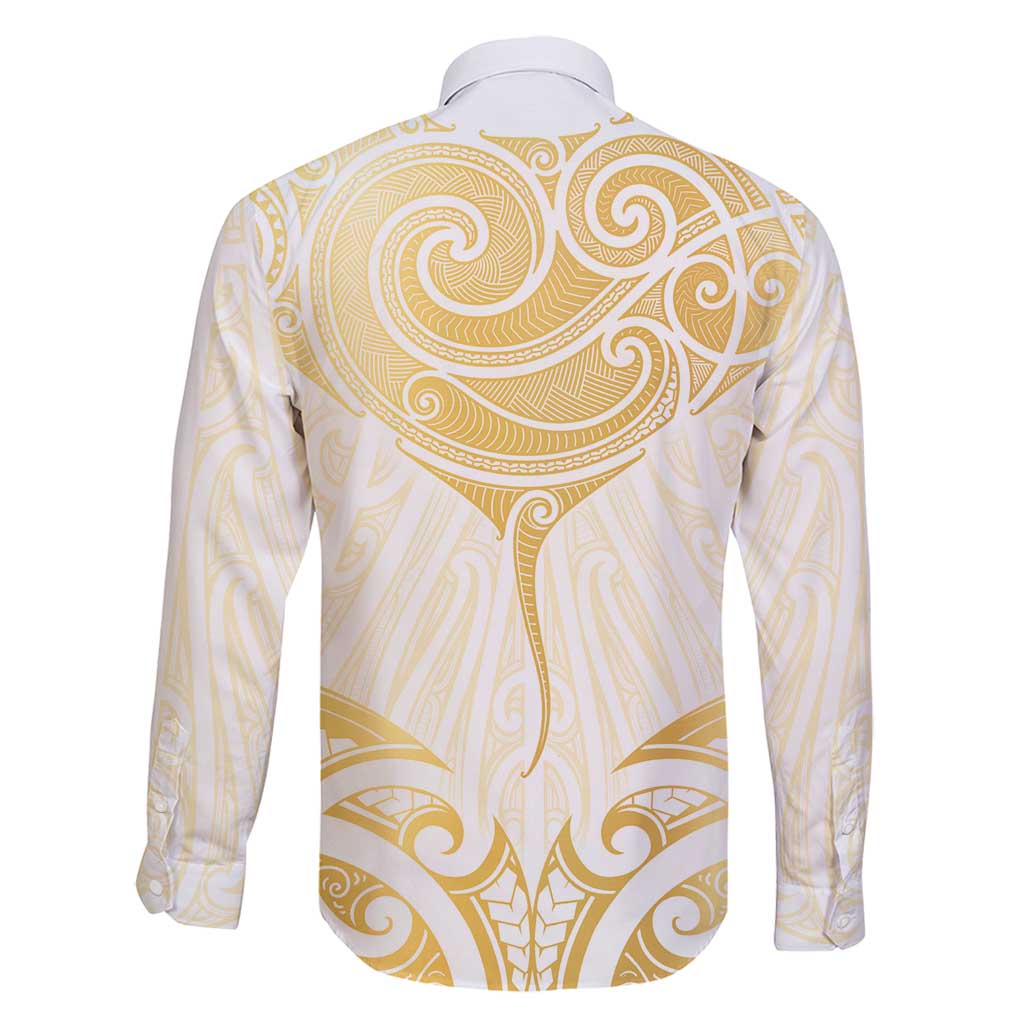Gold White New Zealand Manta Ray Family Matching Mermaid Dress and Hawaiian Shirt Aotearoa Maori Haehae - Polynesian Pride