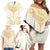 Gold White New Zealand Manta Ray Family Matching Off Shoulder Short Dress and Hawaiian Shirt Aotearoa Maori Haehae - Polynesian Pride