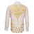 Gold White New Zealand Manta Ray Family Matching Off Shoulder Short Dress and Hawaiian Shirt Aotearoa Maori Haehae - Polynesian Pride