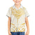 Gold White New Zealand Manta Ray Family Matching Off Shoulder Short Dress and Hawaiian Shirt Aotearoa Maori Haehae - Polynesian Pride