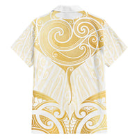 Gold White New Zealand Manta Ray Family Matching Puletasi and Hawaiian Shirt Aotearoa Maori Haehae LT14 - Polynesian Pride