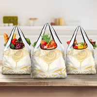 Gold White New Zealand Manta Ray Grocery Bag Aotearoa Maori Haehae - Polynesian Pride