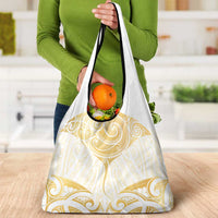 Gold White New Zealand Manta Ray Grocery Bag Aotearoa Maori Haehae - Polynesian Pride