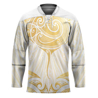 Gold White New Zealand Manta Ray Hockey Jersey Aotearoa Maori Haehae - Polynesian Pride