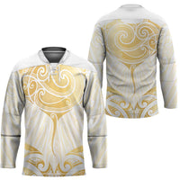 Gold White New Zealand Manta Ray Hockey Jersey Aotearoa Maori Haehae - Polynesian Pride