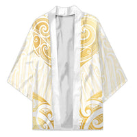Gold White New Zealand Manta Ray Kimono Aotearoa Maori Haehae - Polynesian Pride