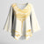 Gold White New Zealand Manta Ray Kimono Sleeve Blouse Aotearoa Maori Haehae - Polynesian Pride