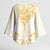 Gold White New Zealand Manta Ray Kimono Sleeve Blouse Aotearoa Maori Haehae - Polynesian Pride