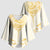 Gold White New Zealand Manta Ray Kimono Sleeve Blouse Aotearoa Maori Haehae - Polynesian Pride