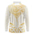 Gold White New Zealand Manta Ray Long Sleeve Polo Shirt Aotearoa Maori Haehae - Polynesian Pride