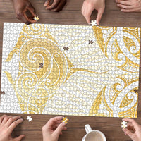 Gold White New Zealand Manta Ray Puzzle Aotearoa Maori Haehae - Polynesian Pride