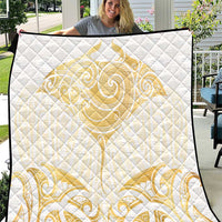 Gold White New Zealand Manta Ray Quilt Aotearoa Maori Haehae - Polynesian Pride
