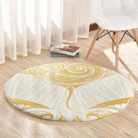 Gold White New Zealand Manta Ray Round Carpet Aotearoa Maori Haehae - Polynesian Pride