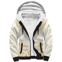 Gold White New Zealand Manta Ray Sherpa Hoodie Aotearoa Maori Haehae - Polynesian Pride