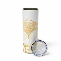 Gold White New Zealand Manta Ray Skinny Tumbler Aotearoa Maori Haehae - Polynesian Pride