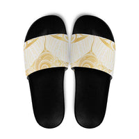 Gold White New Zealand Manta Ray Slide Sandals Aotearoa Maori Haehae - Polynesian Pride