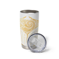 Gold White New Zealand Manta Ray Tumbler Cup Aotearoa Maori Haehae - Polynesian Pride