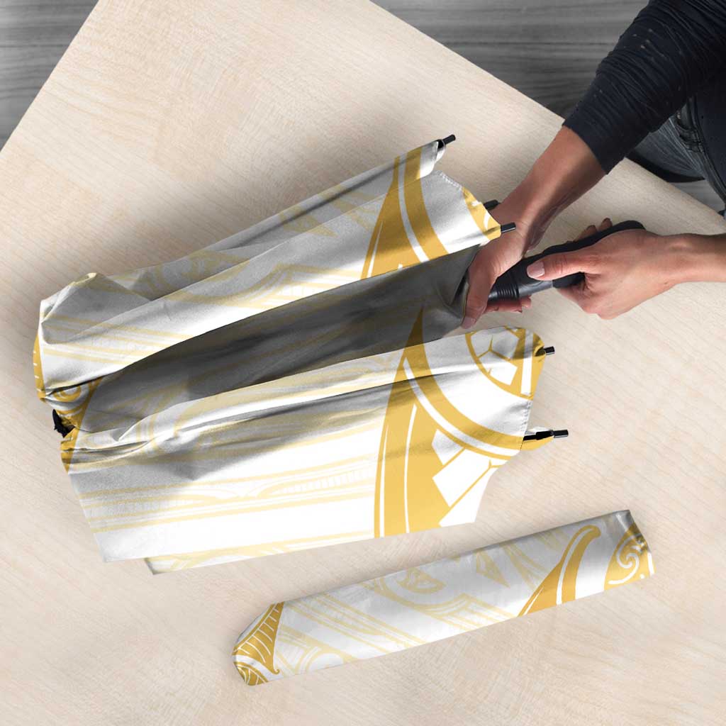 Gold White New Zealand Manta Ray Umbrella Aotearoa Maori Haehae - Polynesian Pride