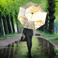 Gold White New Zealand Manta Ray Umbrella Aotearoa Maori Haehae - Polynesian Pride