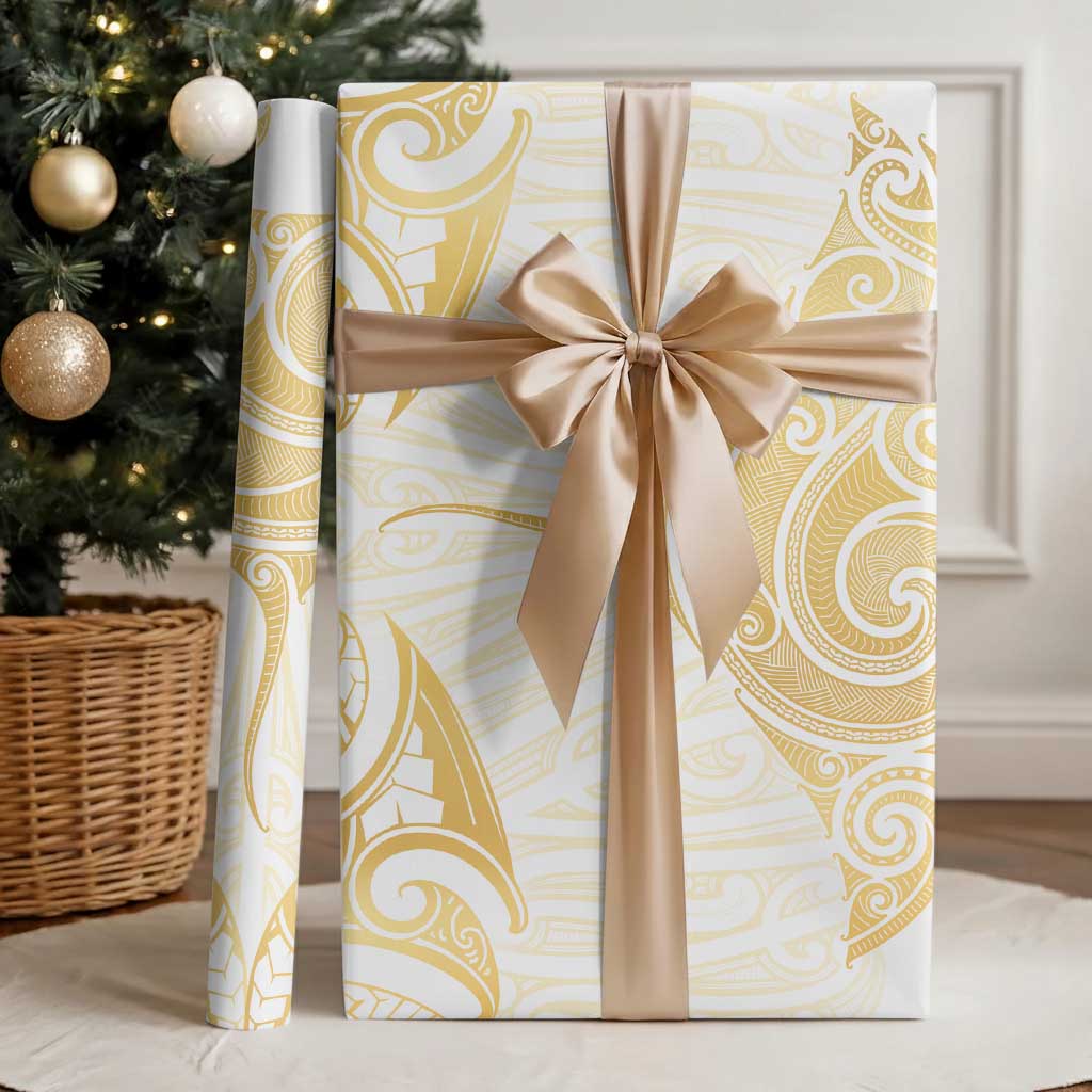 Gold White New Zealand Manta Ray Wrapping Paper Aotearoa Maori Haehae - Polynesian Pride