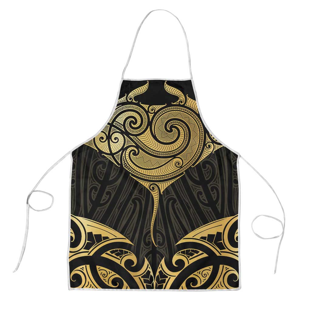 Gold Black New Zealand Manta Ray Apron Aotearoa Maori Haehae - Polynesian Pride