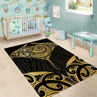 Gold Black New Zealand Manta Ray Area Rug Aotearoa Maori Haehae - Polynesian Pride