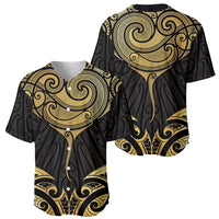 Gold Black New Zealand Manta Ray Baseball Jersey Aotearoa Maori Haehae - Polynesian Pride